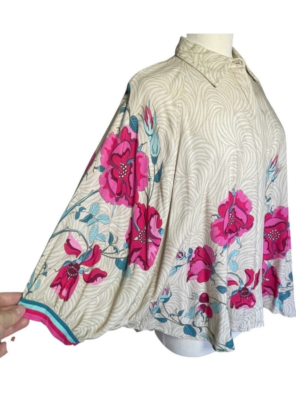 ANTHROPOLOGIE BL'NK LONDON
Women's Boho Zella
Dolman Pink Floral Top Medium - Picture 3 of 5